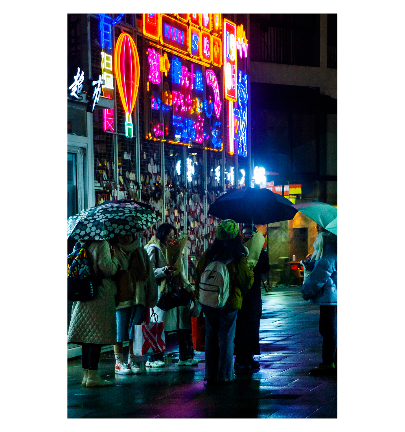 nightlight rainy streetlights city Cyberpunk neon lights Street