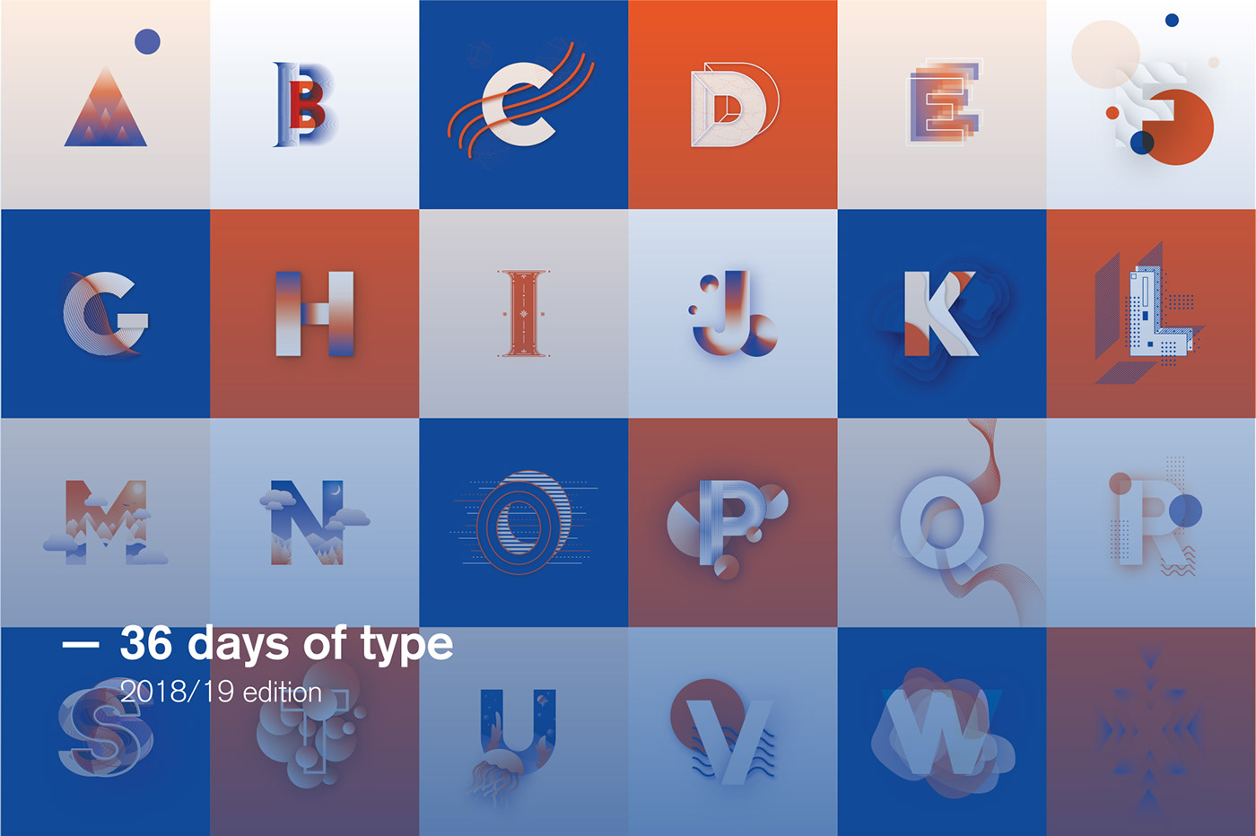 36daysoftype typography   type color illustrations geometry gradient palette drop shadow graphic