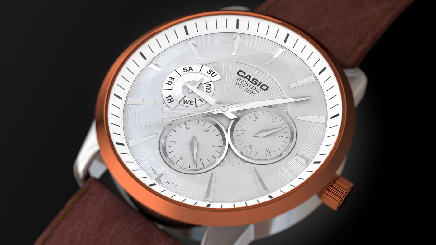 Ident watch Casio model black Render design cinema 4d time After effect