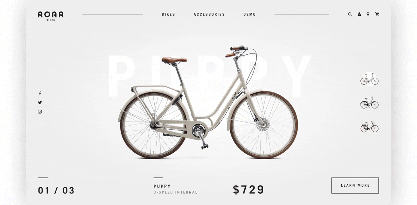 Bike design interaction Interface modern UI ux vintage Web Website
