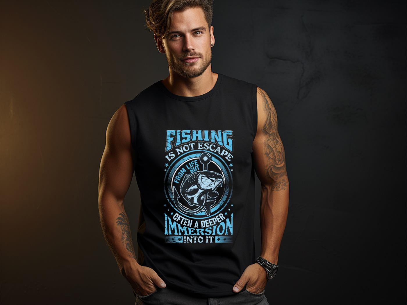 Stylish Fishing T-shirt Design