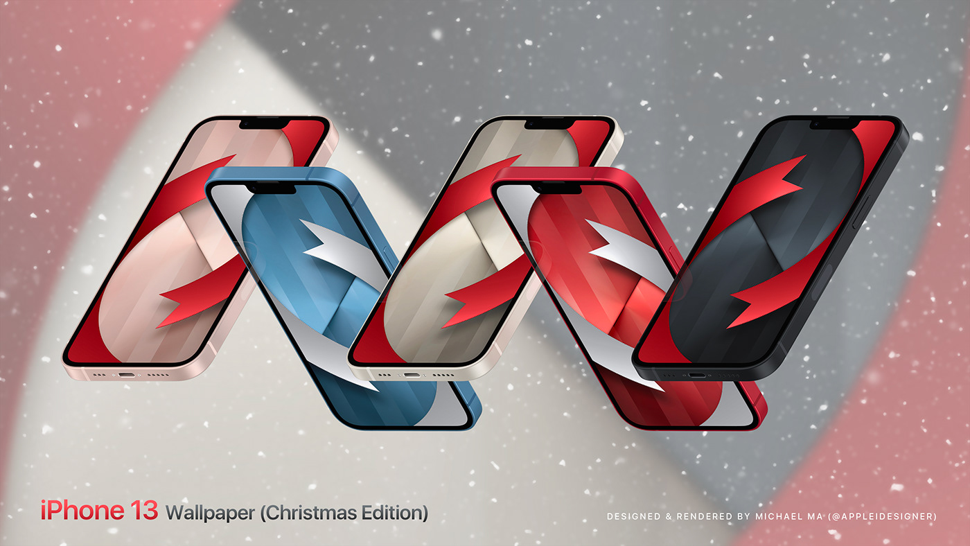 3D Rendering apple Christmas design graphic design  iphone iphone 13 Render rendering wallpaper