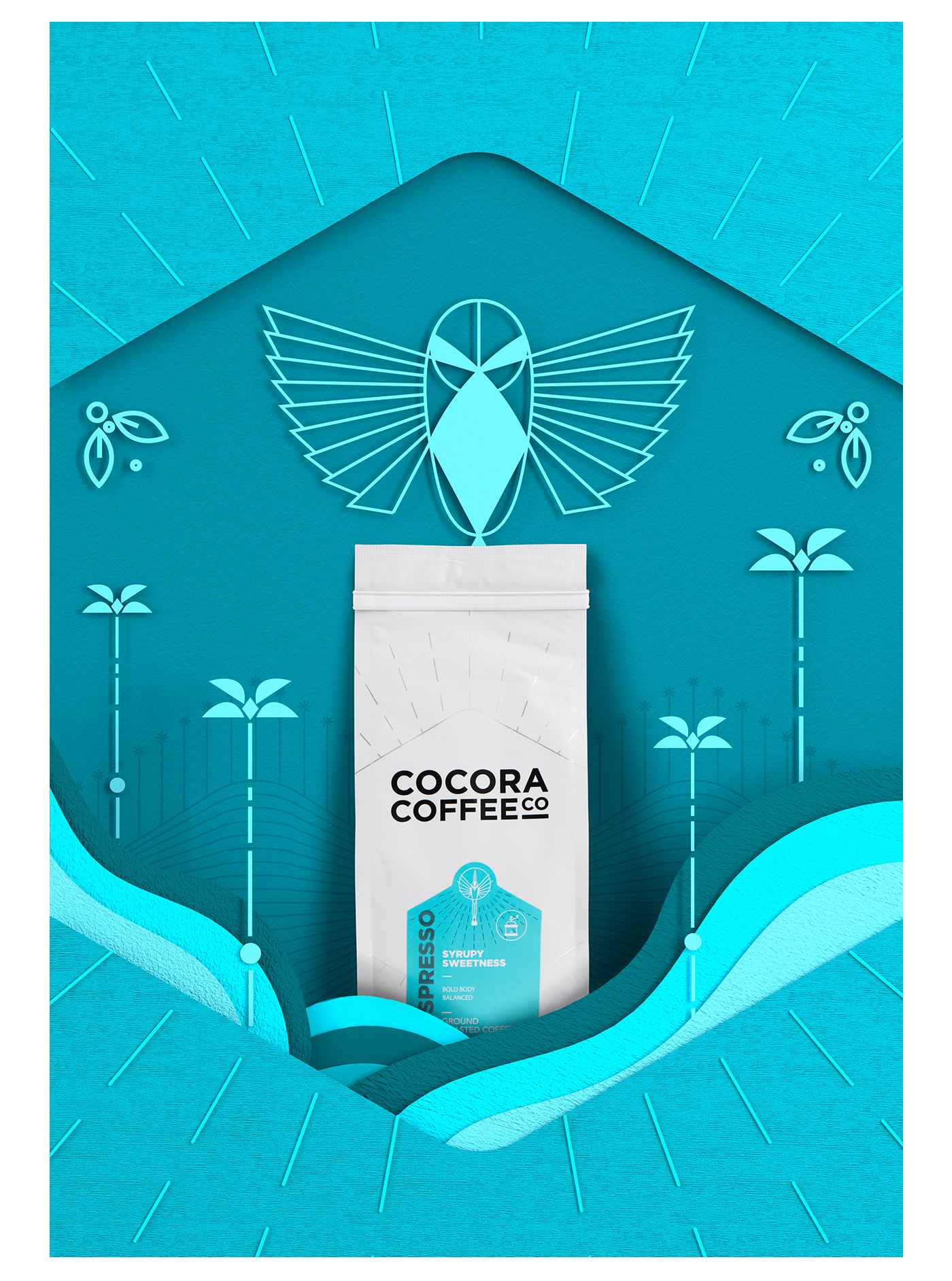 logo brand Coffee bag color paper 3D branding  ILLUSTRATION  box