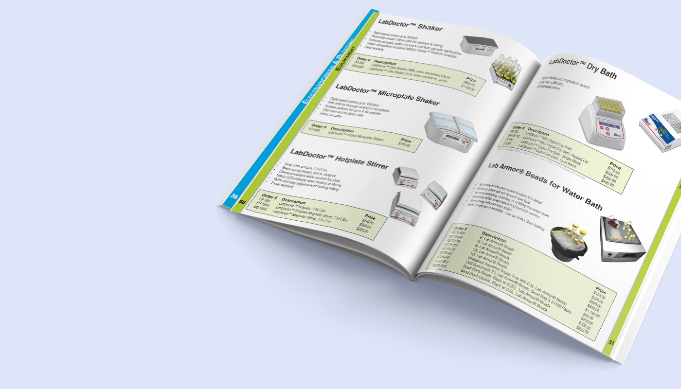 Adobe Portfolio catalog Layout design science equipment page design print print design  scientific