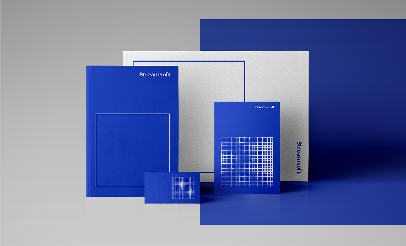 IT ERP branding  identity square blue pixels logo software