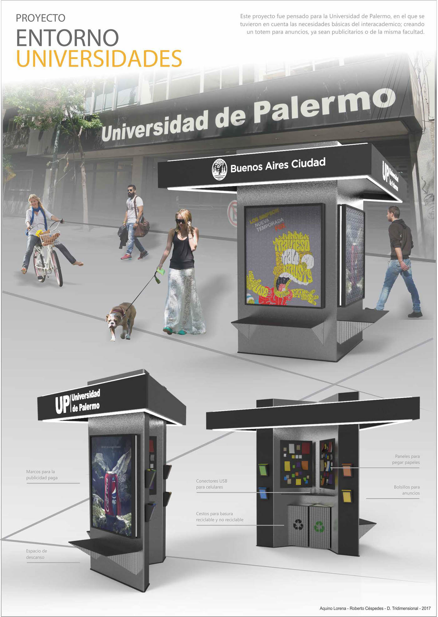 diseño tridimensional Totem Universidad de Palermo buenos aires diseño industrial Entorno universitario proyecto