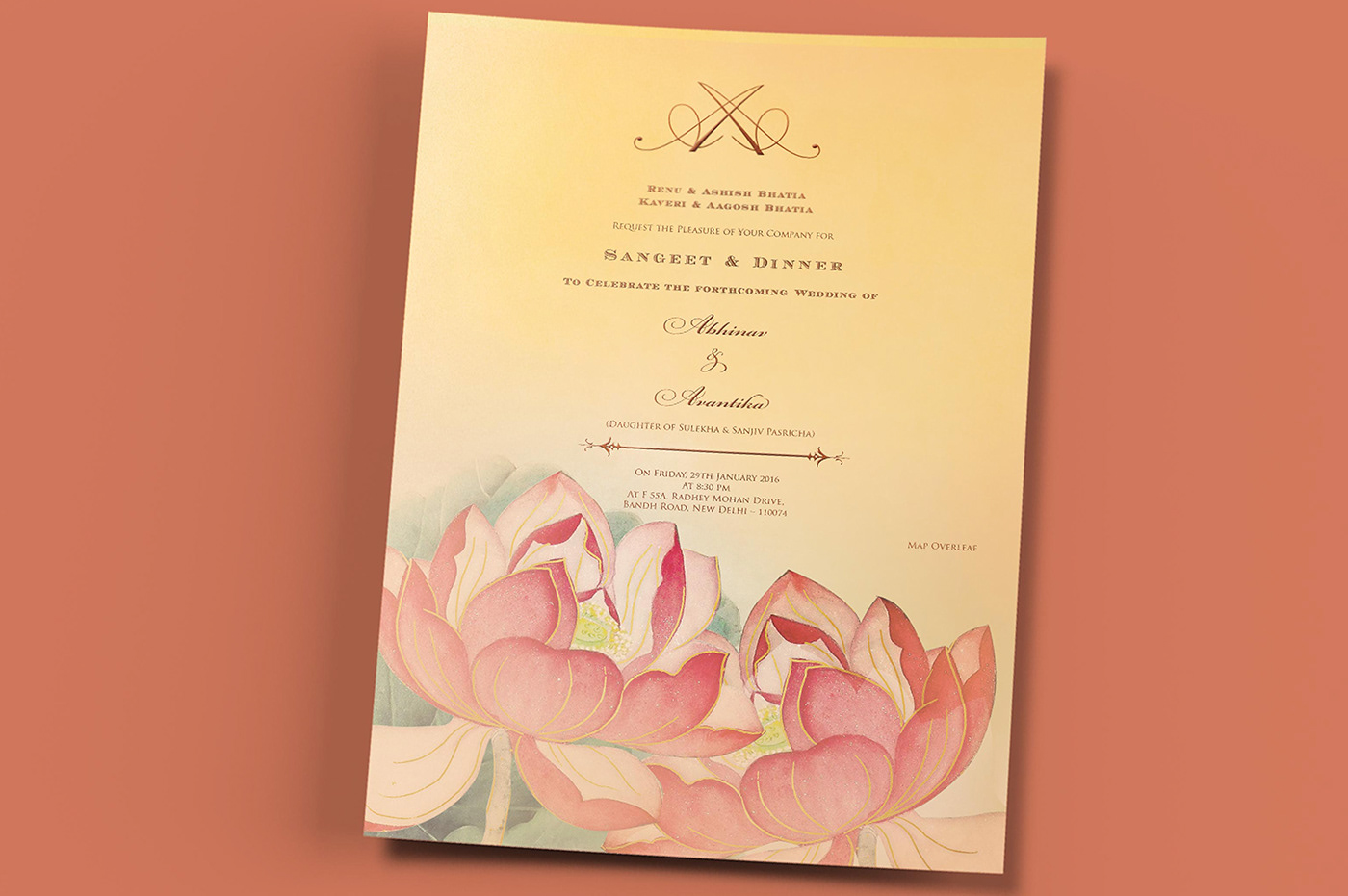 Lotus photoshop Image manipulation INDIAN WEDDING CARD pastel card Invitation