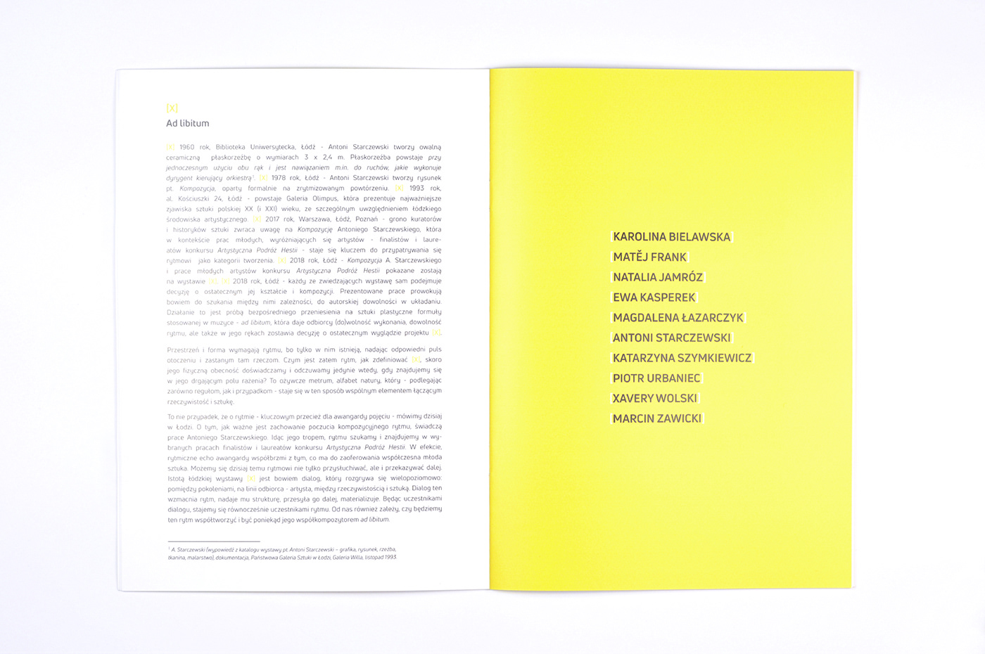 Exhibition  Catalogue publication art yellow gallery editorial book rhythm karolina kulmatycka