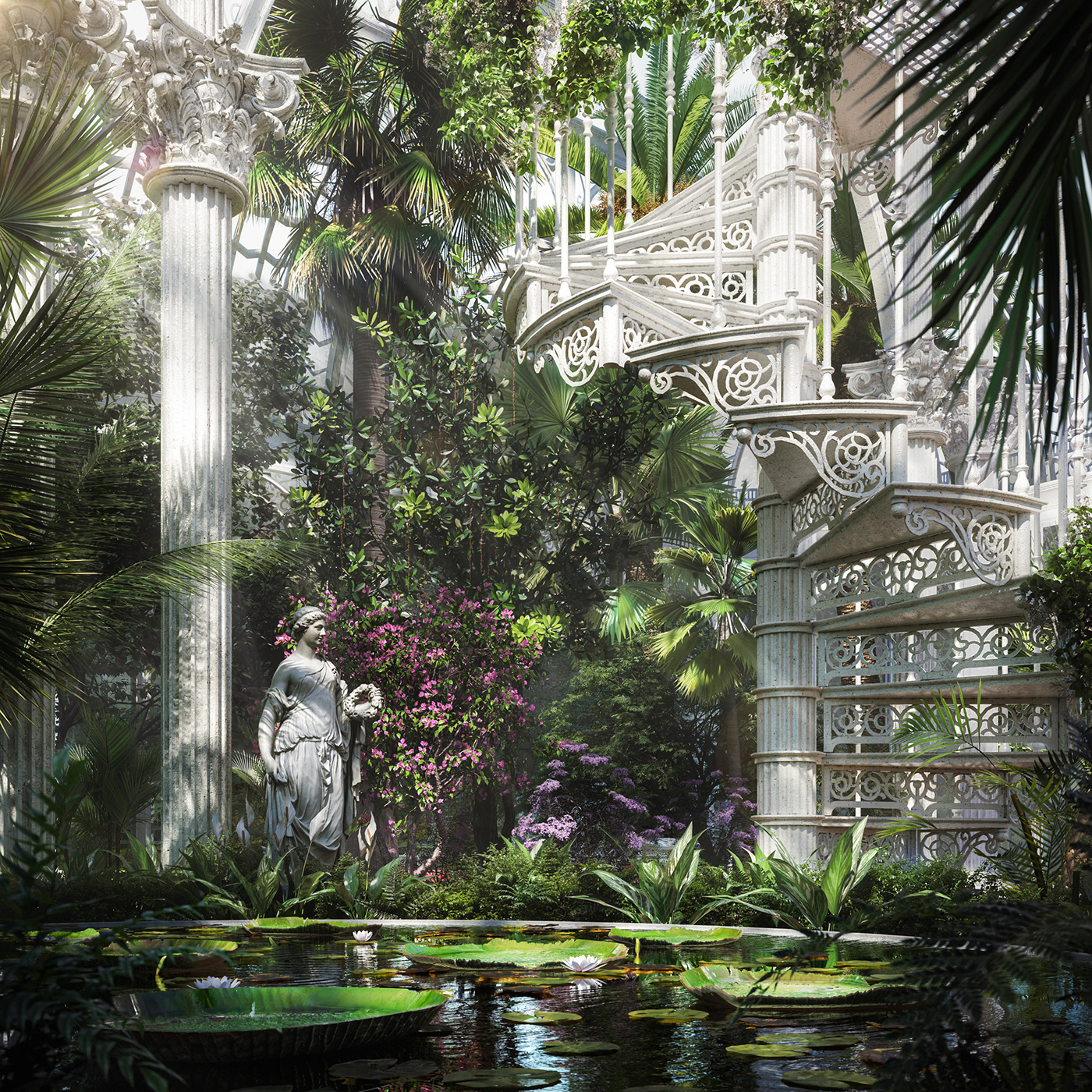 architecture CGart CGI CoronaRender  digitalart greenery Palmhouse schonbrunn visualization wien
