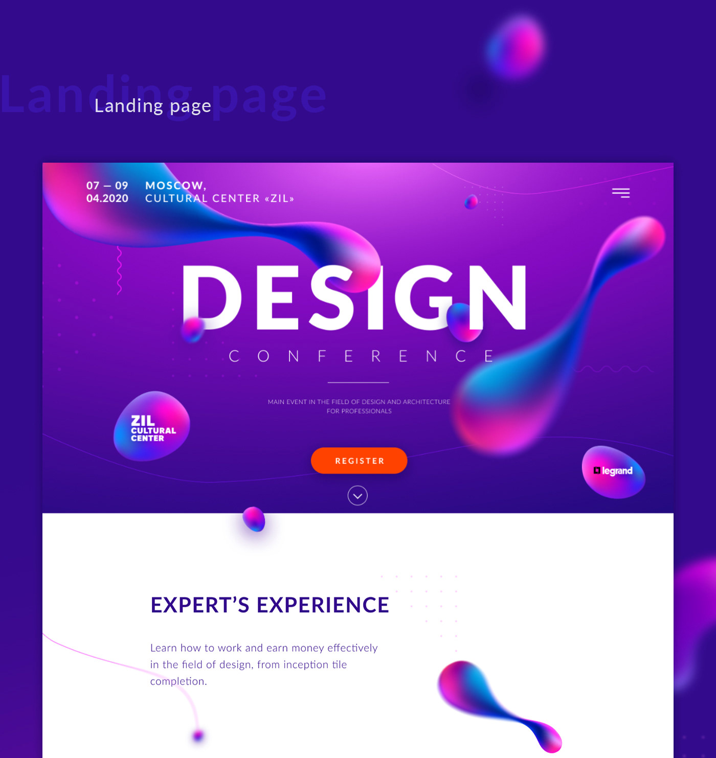 creative gradients landing mobile modern motion purple UI ux Web Design 
