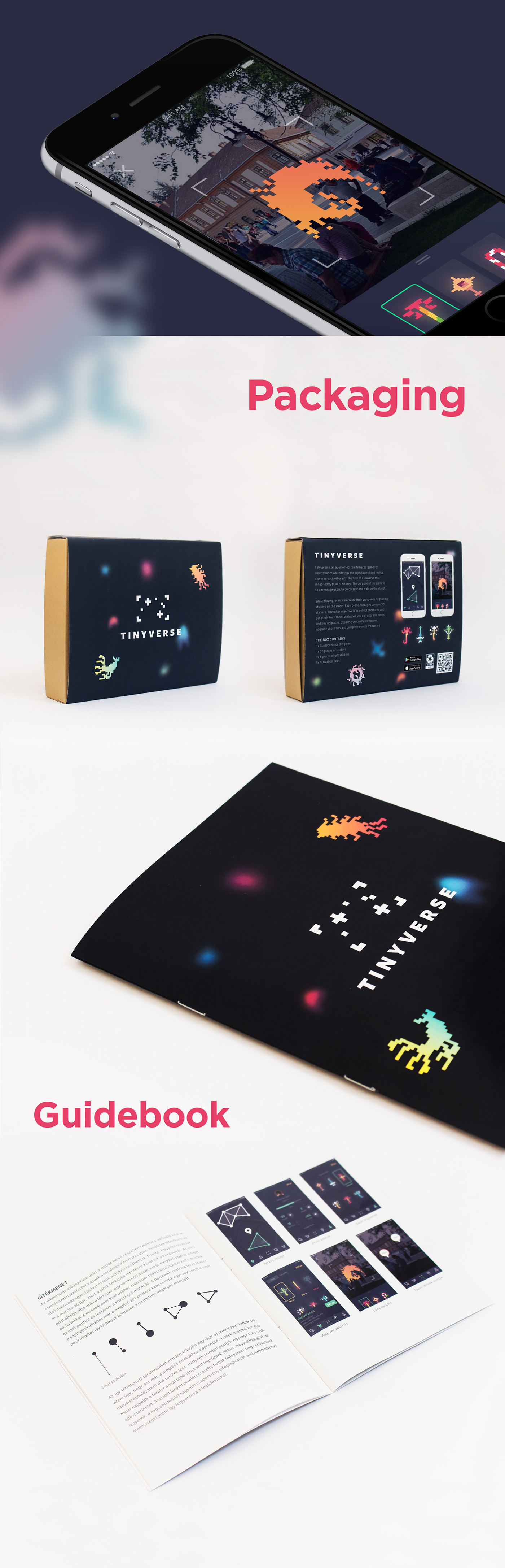 UI ux pixel creatures mobile app application Packaging augmented reality game design 