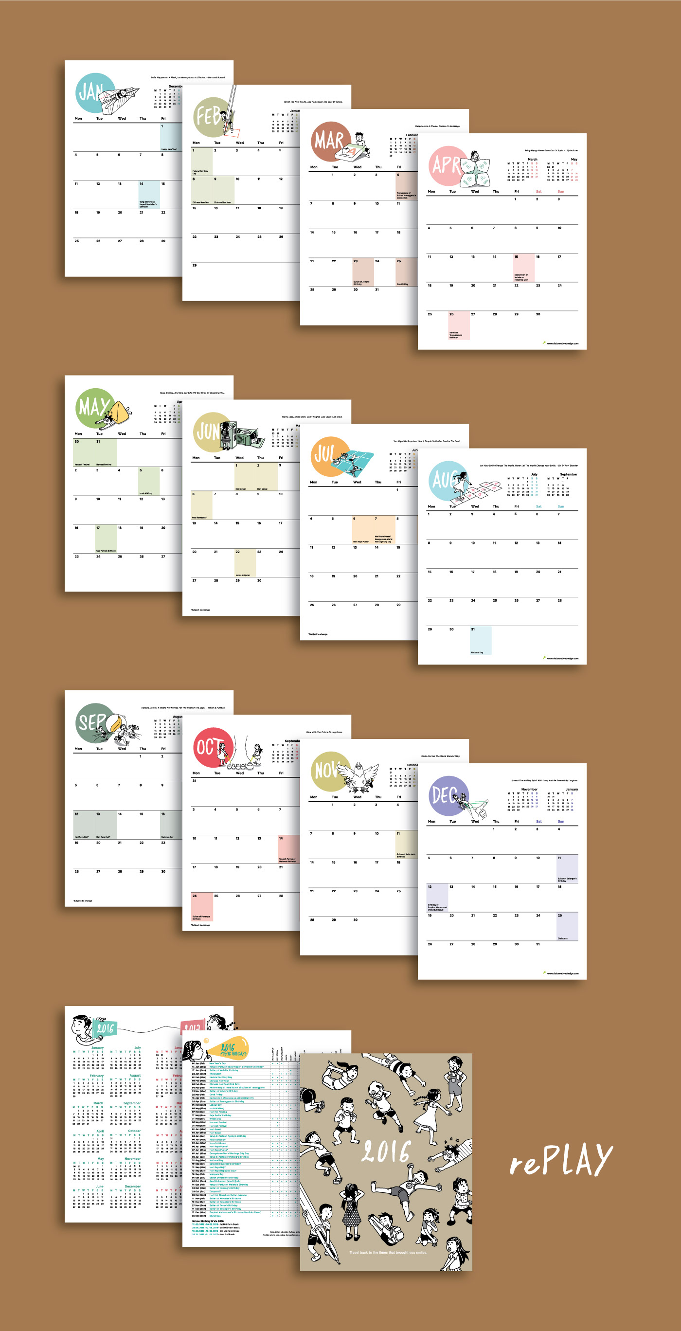 calendar branding  Packaging design graphic nolstagic childhood Games memories malaysian
