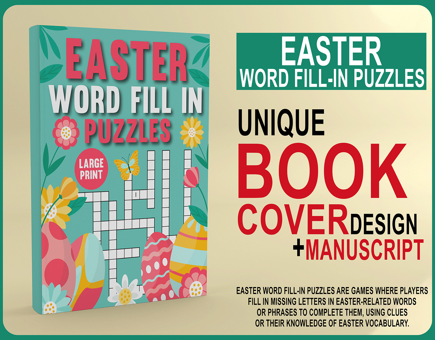 Easter Word Fill-In Puzzles Book Cover Design