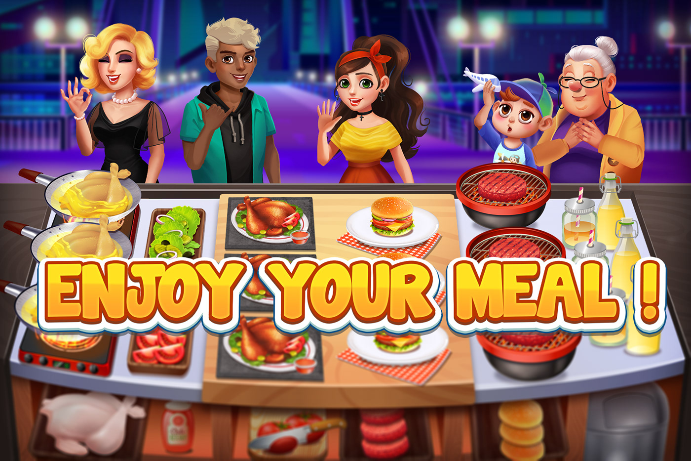 cooking game mobile concept character photoshop animation  spine 2D game mobile cooking game cartoon Digital Art 