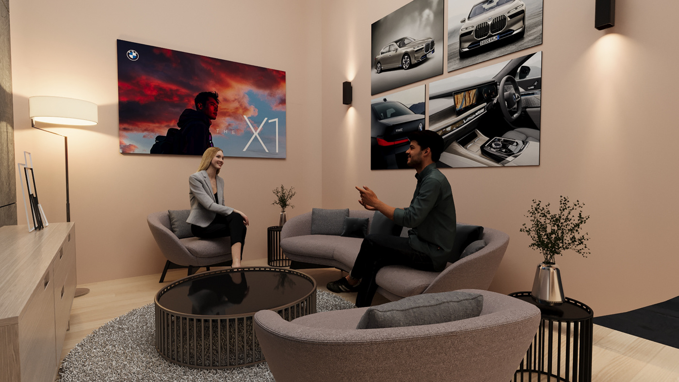 protection booth design wds KSA riyadh automotive   3D Render BMW Exhibition Design 