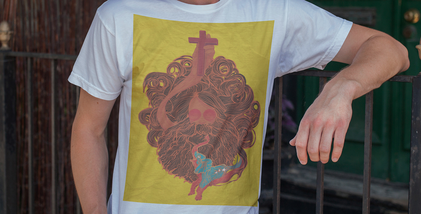 hippies evangelical Umme Alam t-shirt Rhode Island ILLUSTRATION  editorial design  textile design  parquet courts