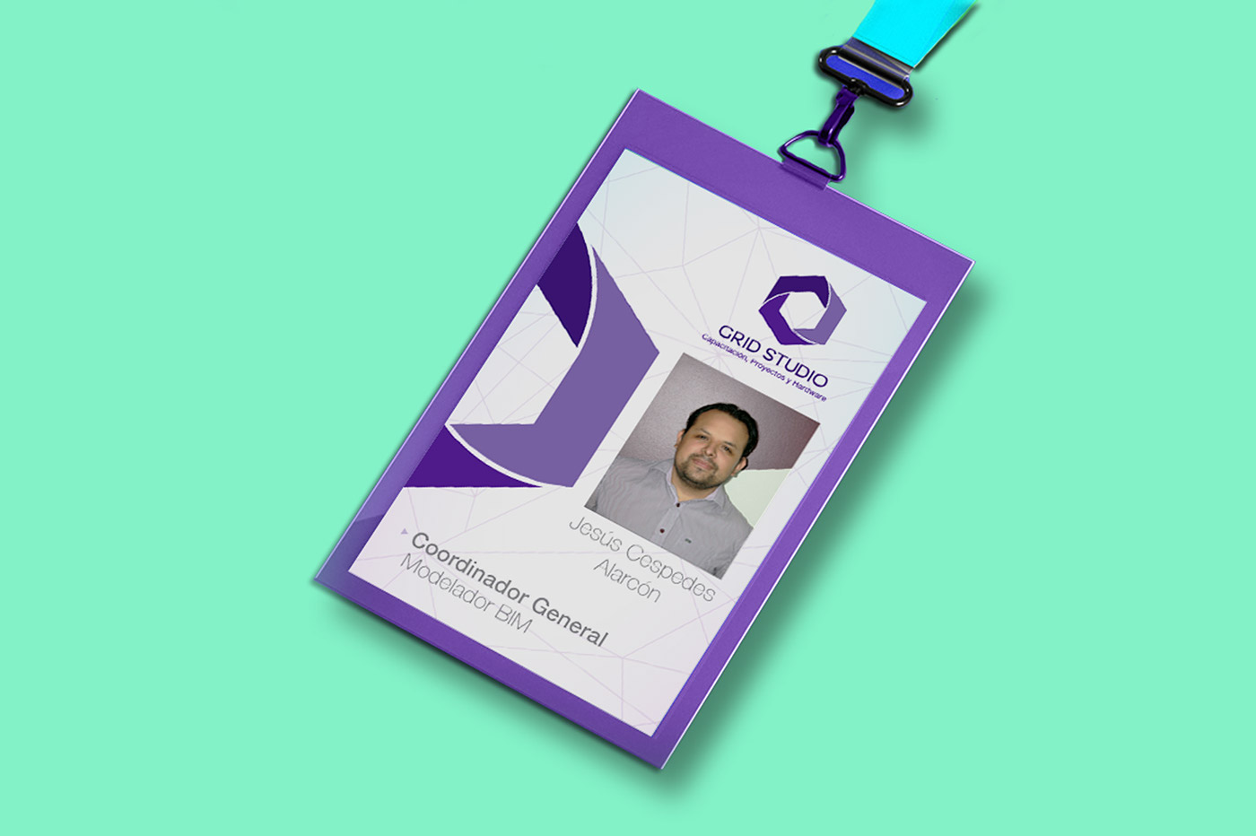 Papeleria grid architecture line folder ID business card logo purple Stationery