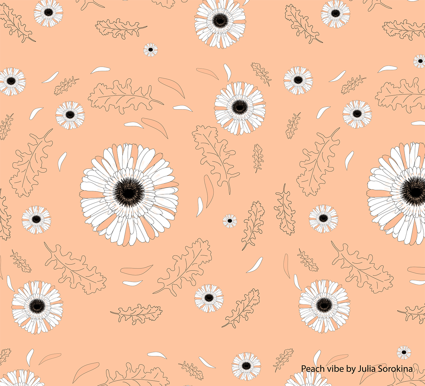 ILLUSTRATION  Nature peach Digital Art  artwork Graphic Designer adobe illustrator vector pattern design  Patterns