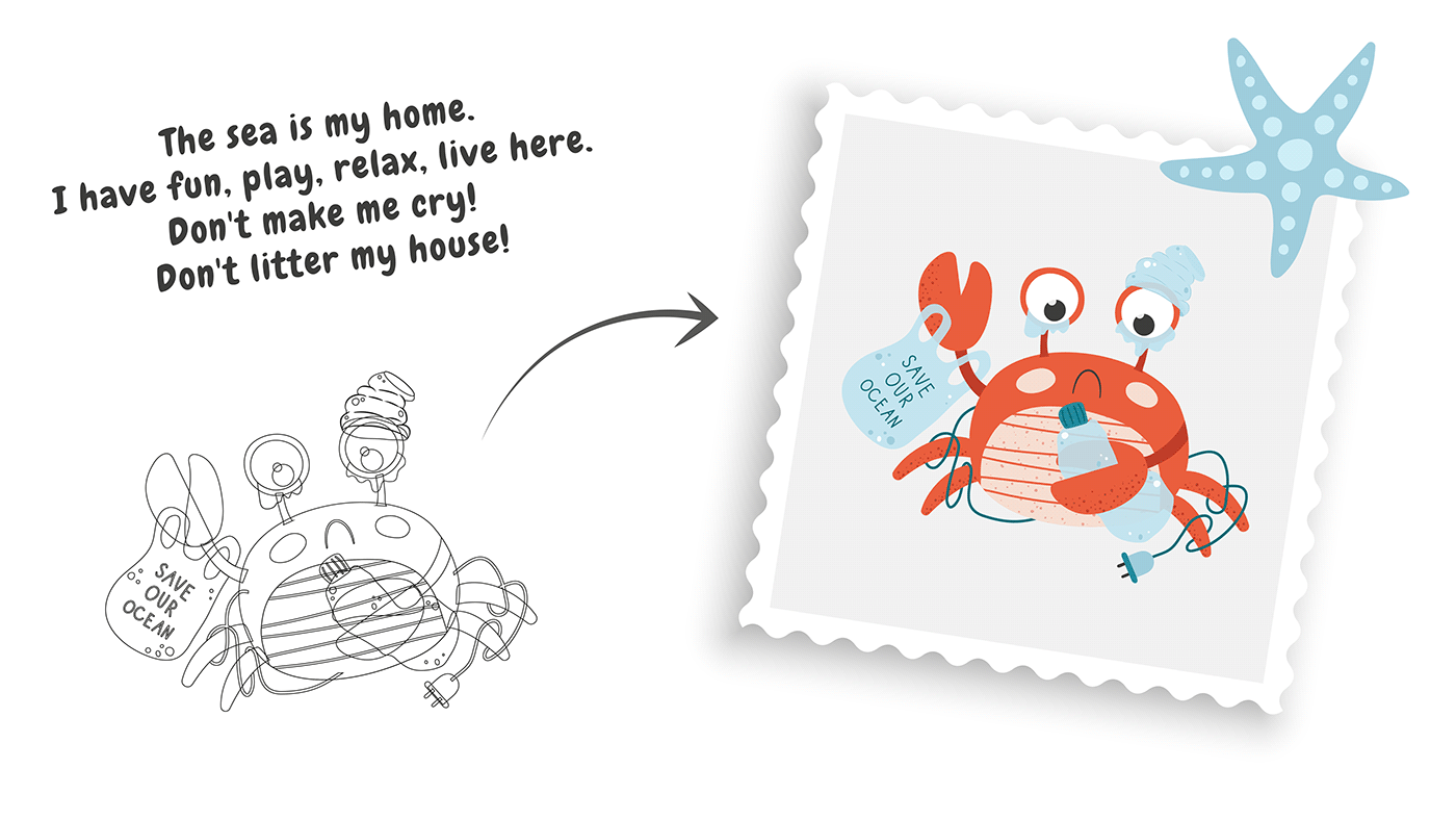 beach brand cartoon Character crab design Ocean personaje sea vector