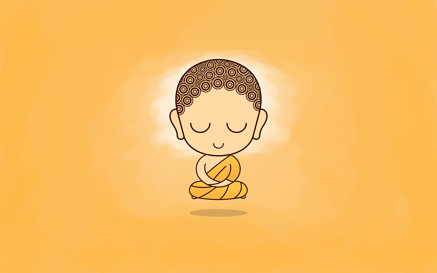 flat art Buddha caricature   cartoon cute poster buddhism Icon sticker