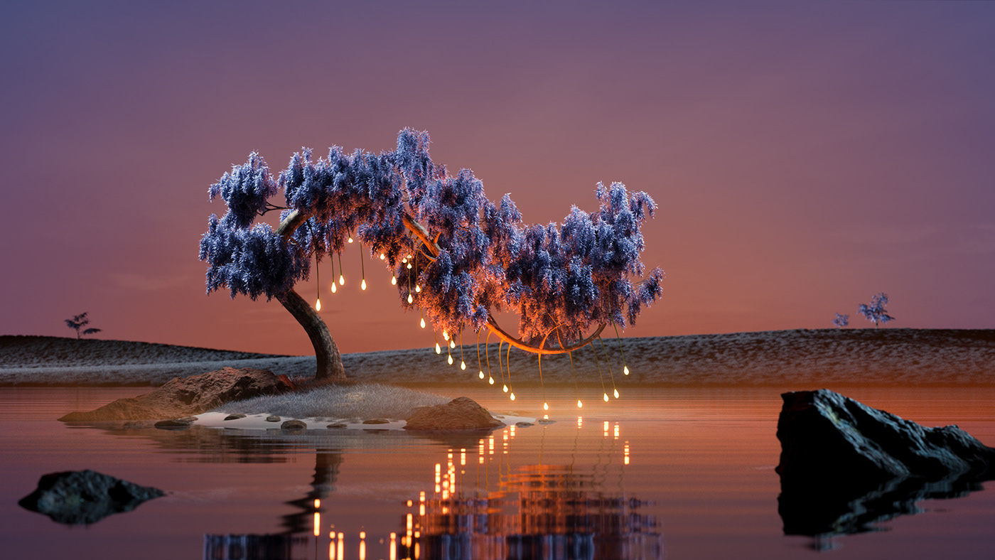3D animation  calm design motion Nature organic slow surreal Tree 