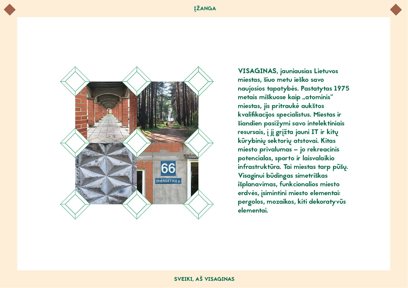 visaginas city visual identity lithuania grid-based blue green architecture Urban