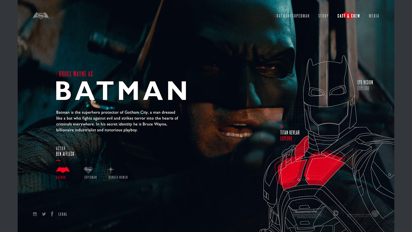 batman vs supermman DAWN of Justice Website design movie