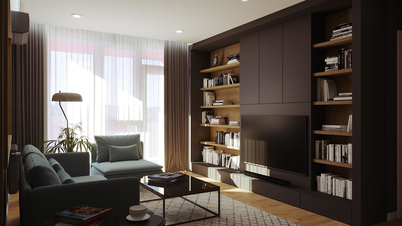 dark apartment oradea romania corona 3dsmax interior design  elegant cosy