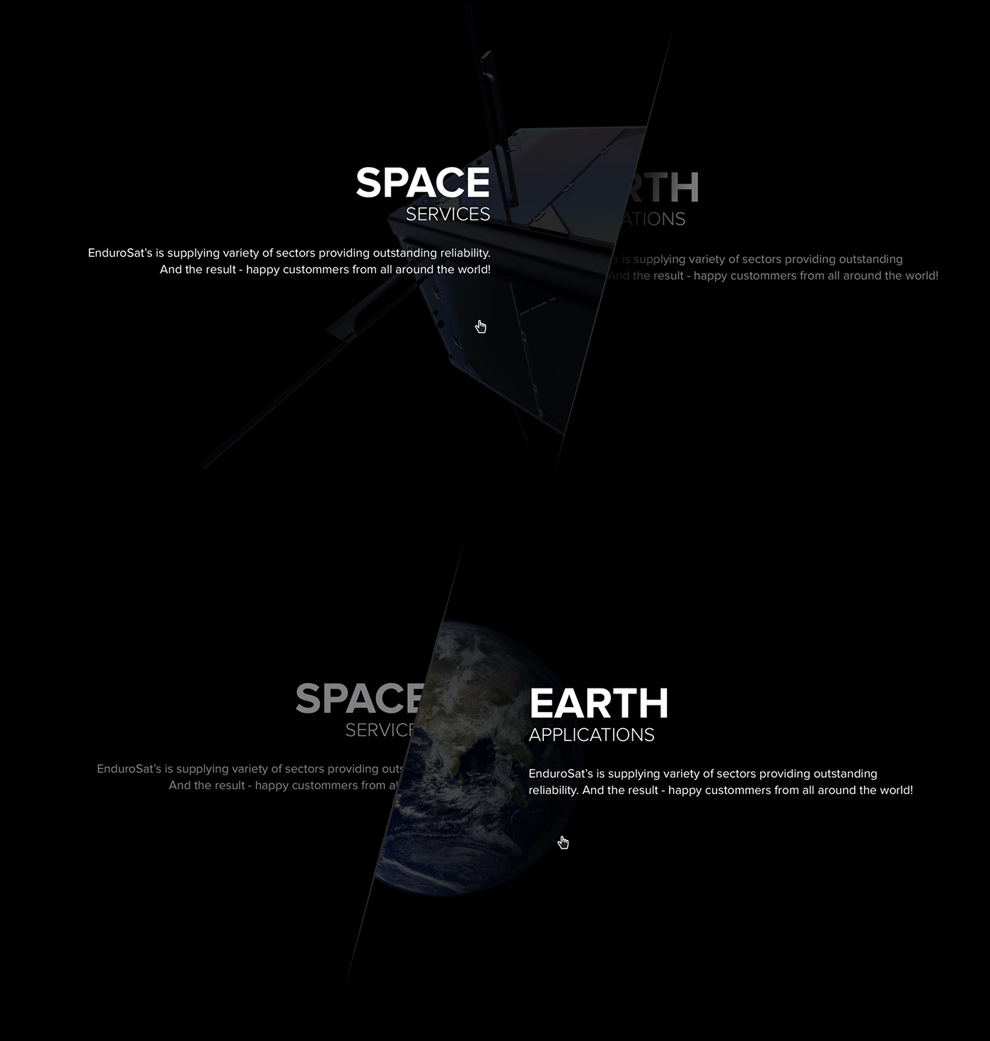 Space  Web Design  UI dark satellite endurosat Technology CubeSat black web site