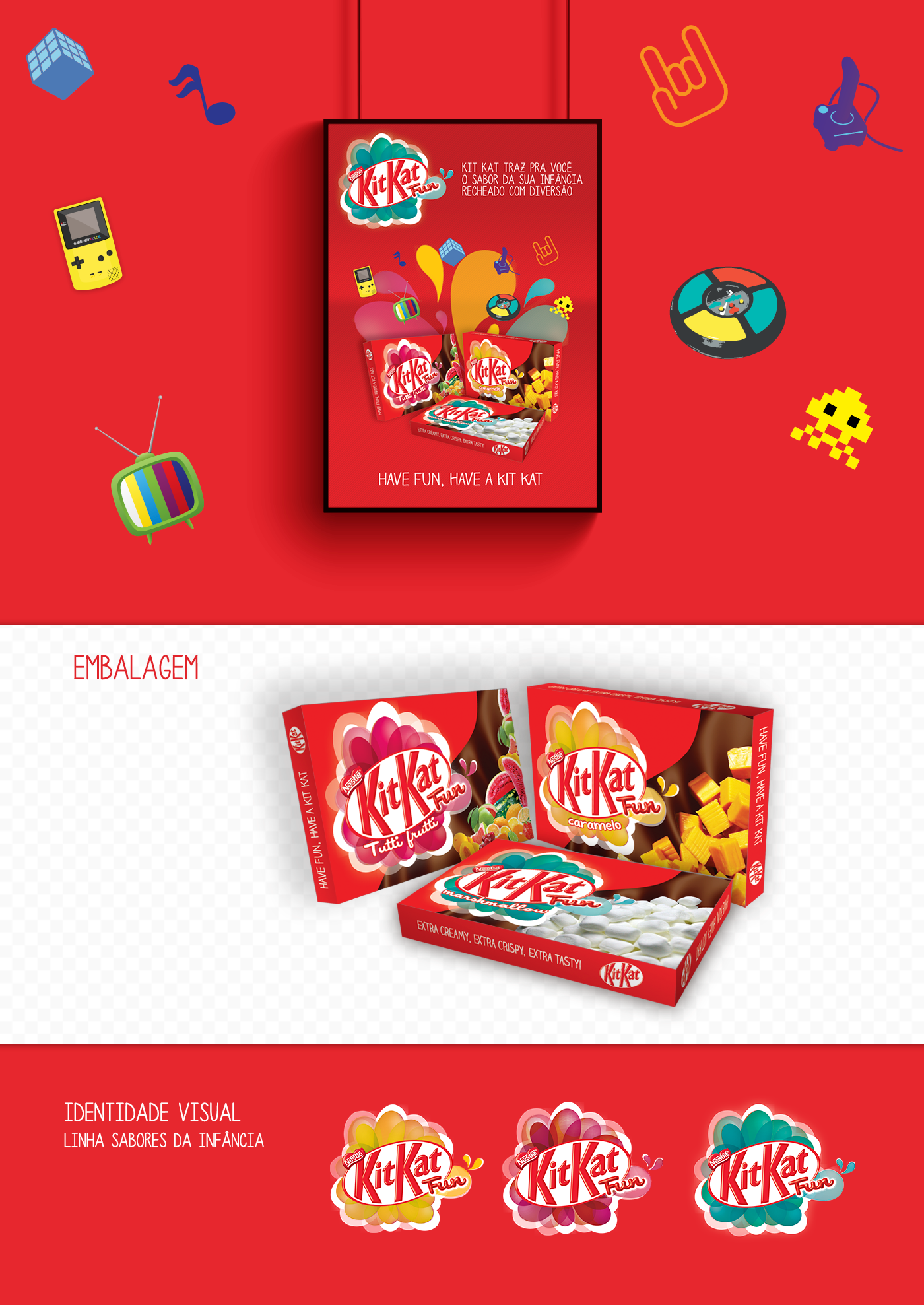 merchandising  campaign kitkat merchan Food  packaing embalagem Packaging identity visual identity