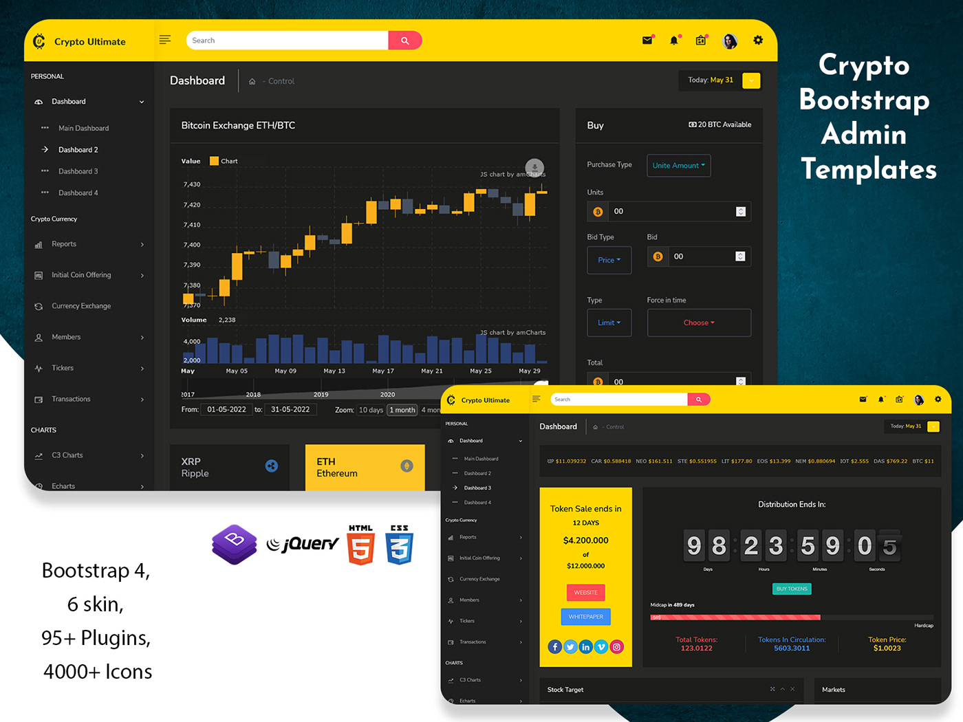 Cryptocurrency Dashboard Admin Template Bootstrap 5