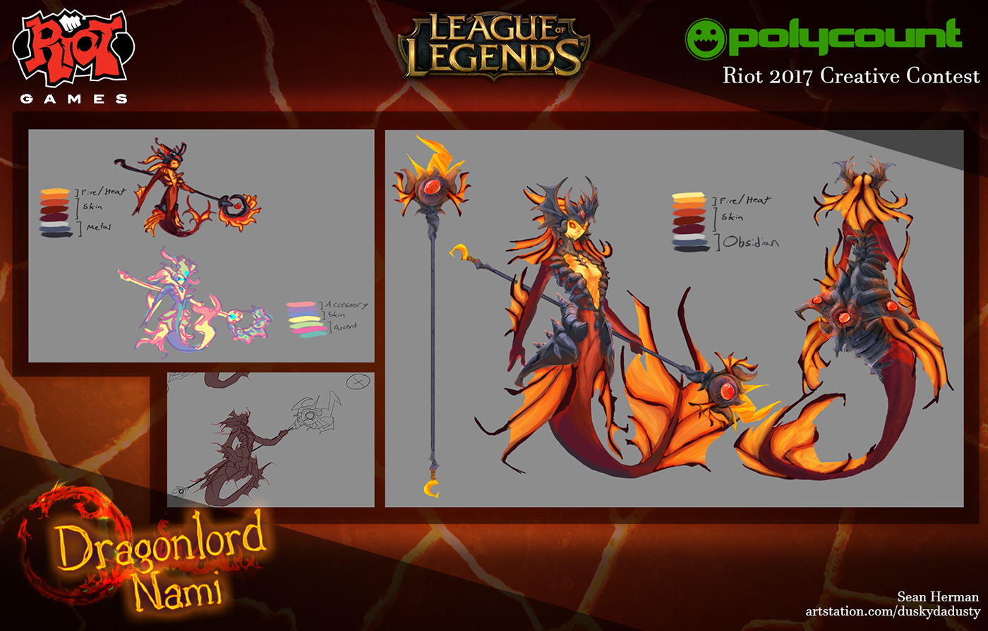 Nami riot league of legends mermaid dragon Character hand-painted