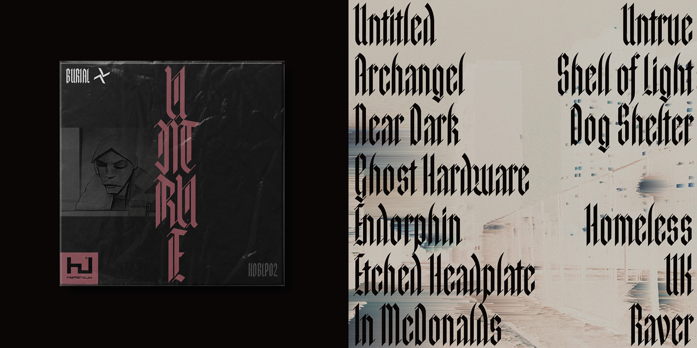 album cover Blackletter Digital Art  font glitch art music Poster Design typography   Typeface databending