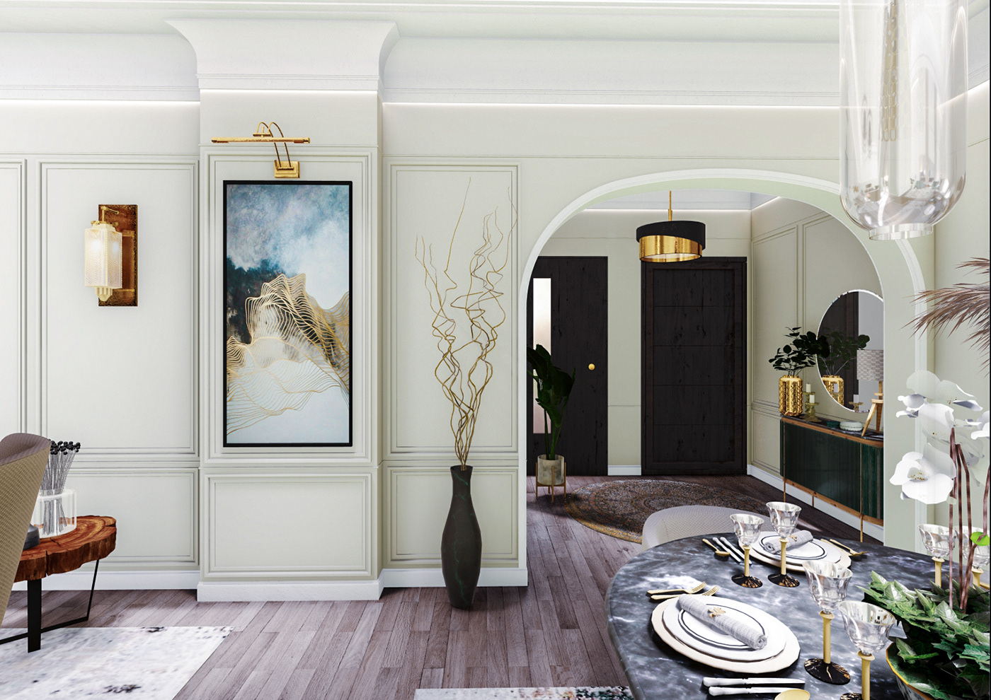 architecture indoor inspiration instagram Interior interior design  lumion neoclassic sage green visualization