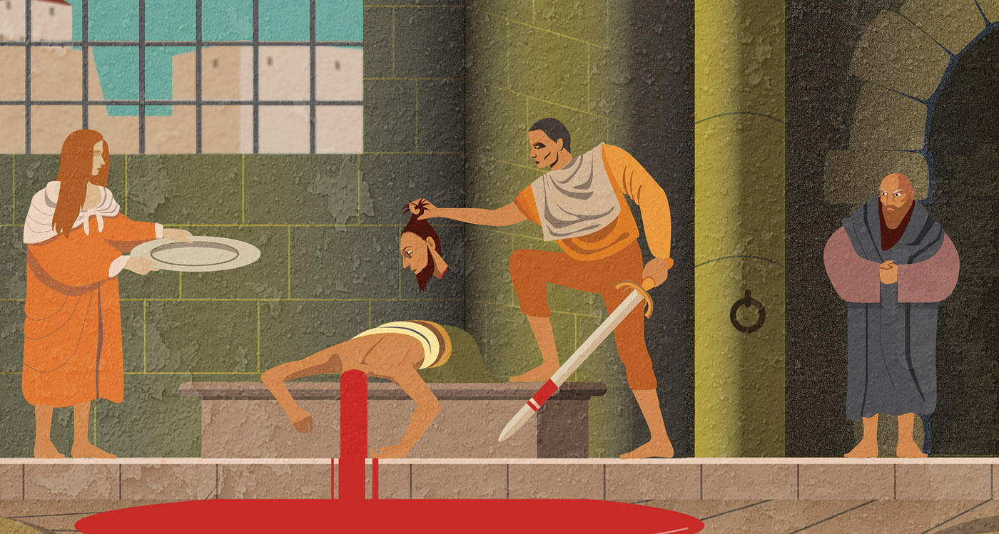 st. john baptist rinascimento fresco blood head Sword decapitation macheront