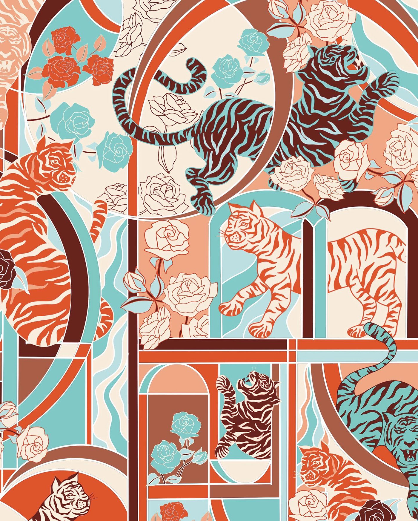 animals and nature artwork cartoon Digital Art  ILLUSTRATION  leopard painting   pattern pattern design  textile