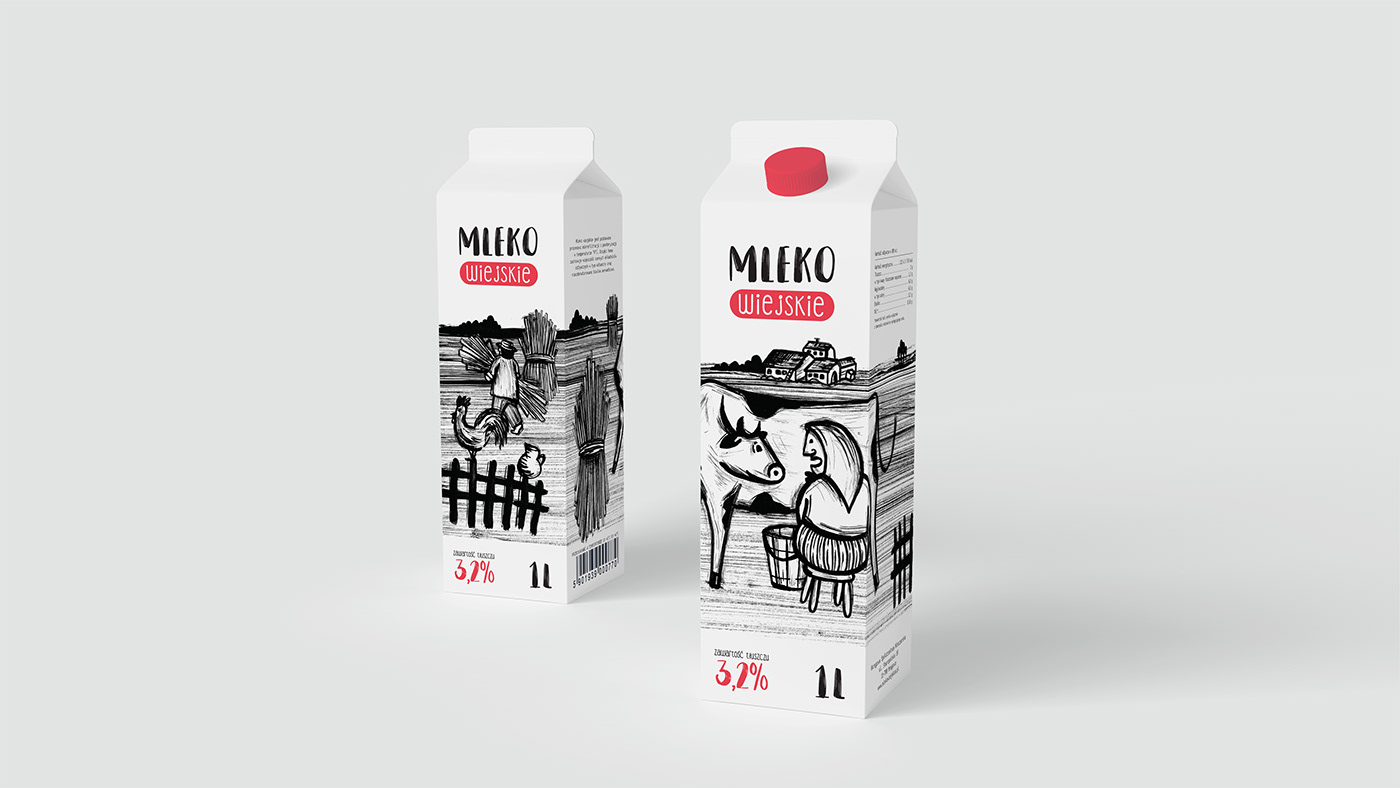 milk Packaging mleko opakowanie ilustracja ILLUSTRATION  ink