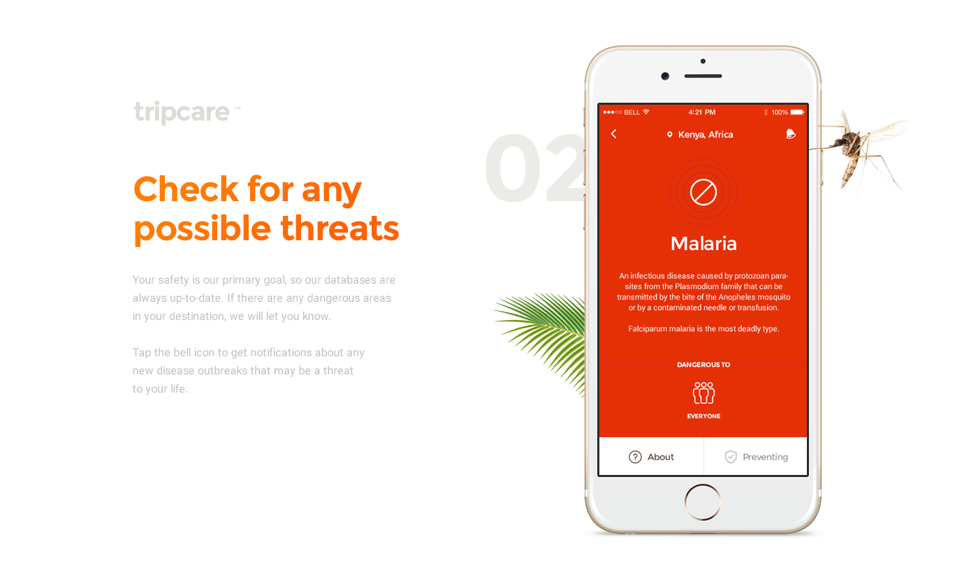 trip care app Travel Disease Outbreak location report orange ios