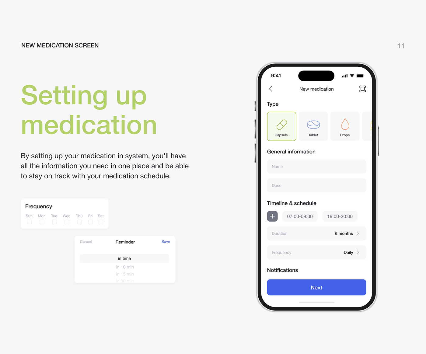 design medicine reminder management UI/UX app design Mobile app Figma user interface medication