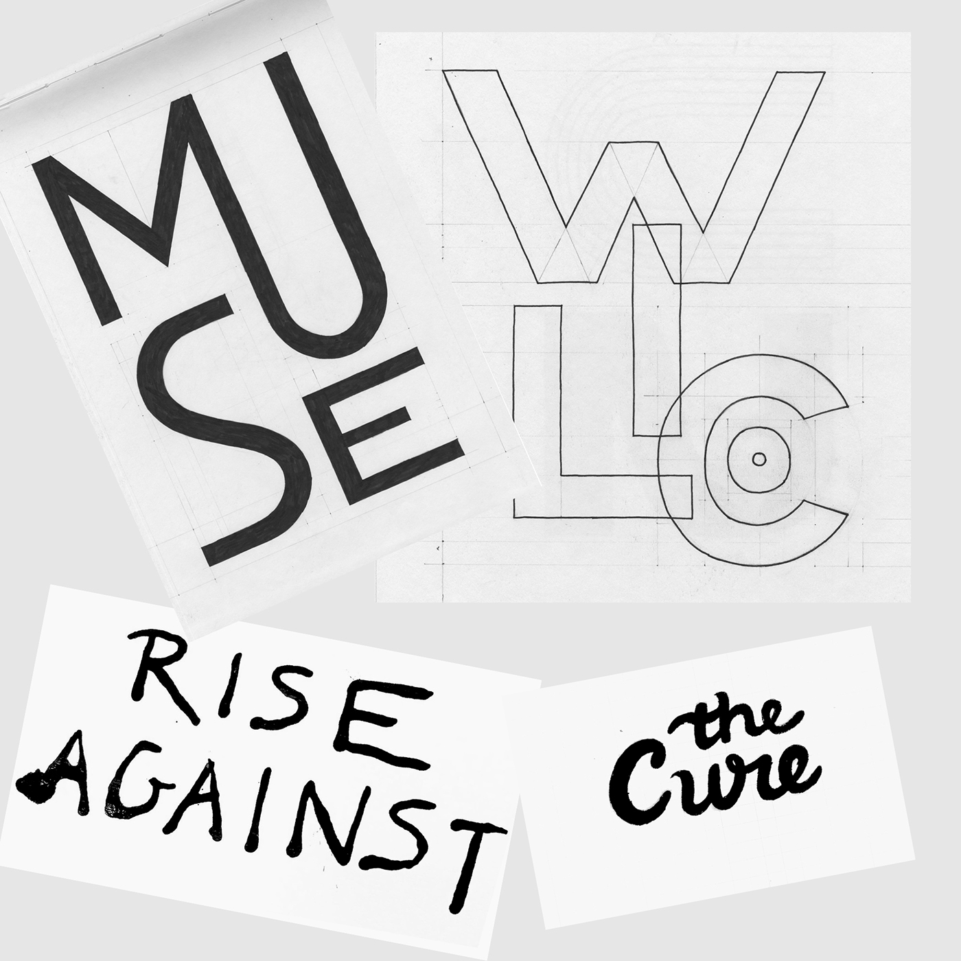 bandtype rock bands foo fighters the cure green day wilco Powderfinger muse the who pearl jam nirvana rise against lettering Handlettering