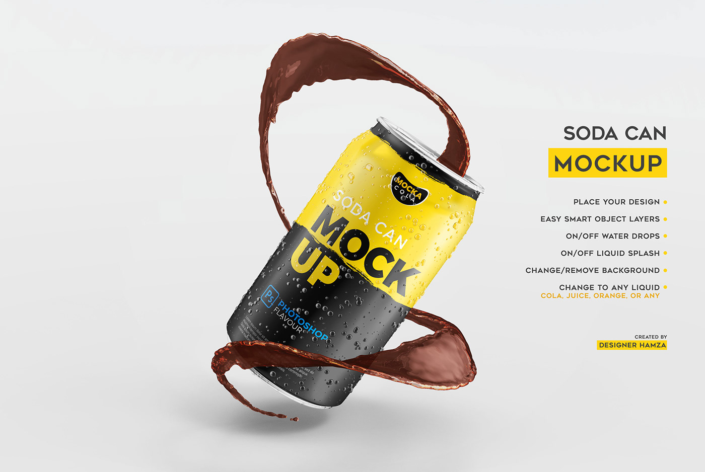Can Design drink Mockup premium psd psd mockup soda can mockup splash template TRENDING