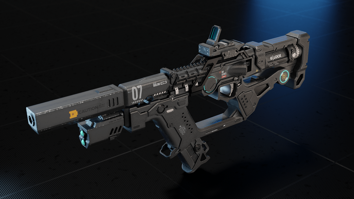 3d modeling blender concept Cycles render fusion 360 Gun hard surface rifle Scifi