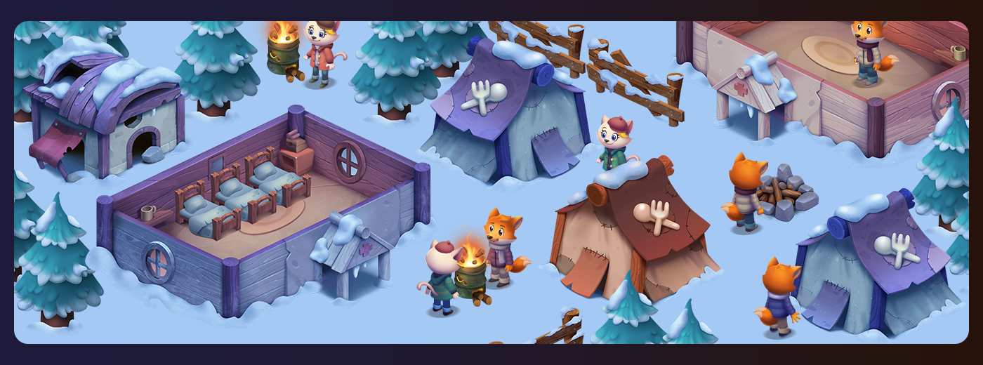 mobile game game ui game concept Character design  nft Game Art Isometric toon building concept