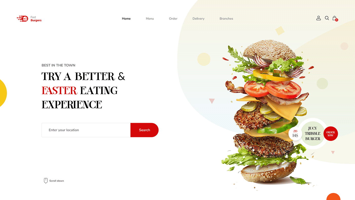 adobexd design Food  Hero herosection restaurant UI ux Webdesign Website