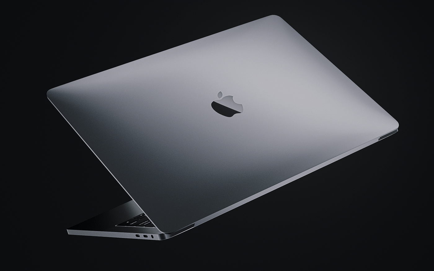 apple luxury Laptop macbook product Prodeuct rendering product visualization dark lighting