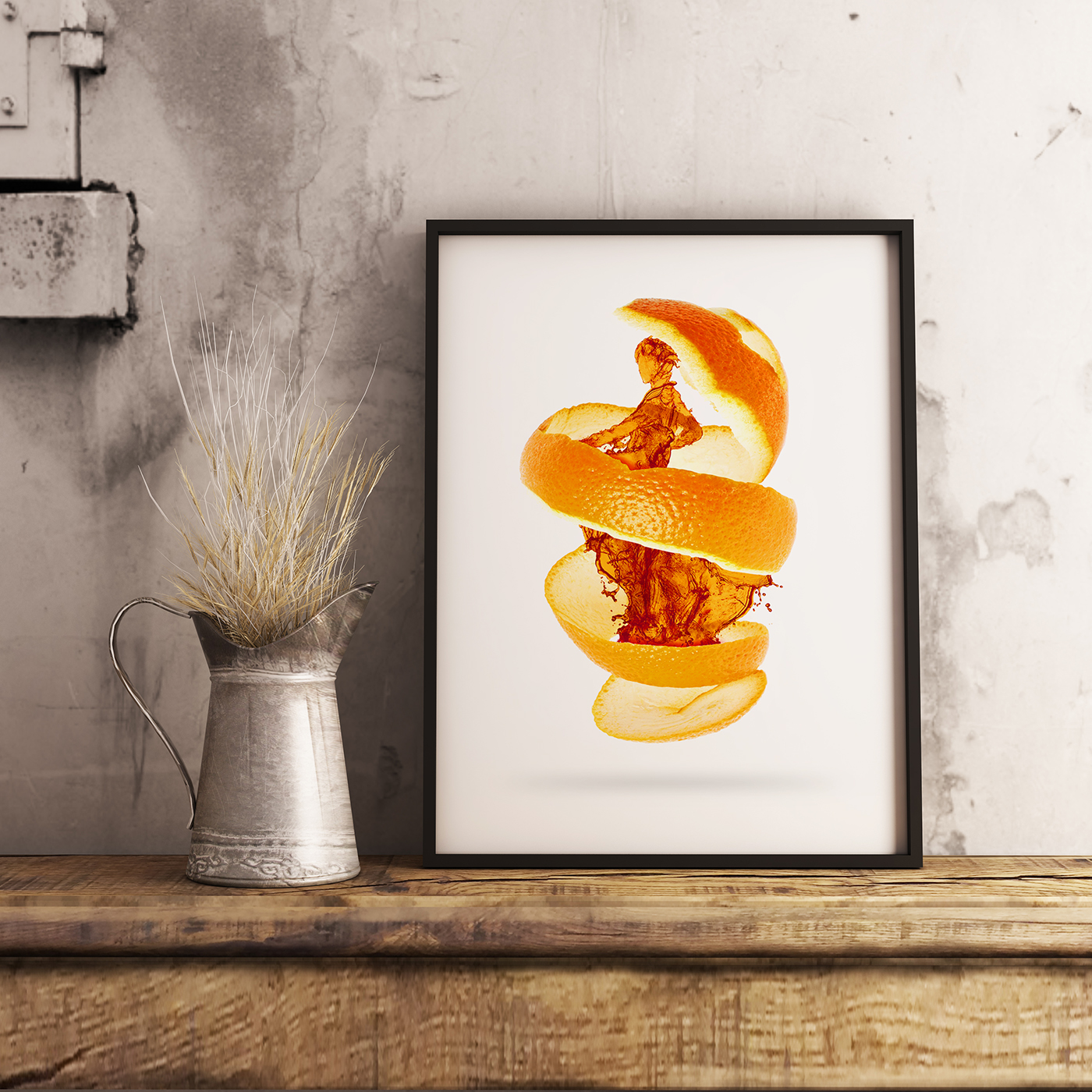orange water juice Fruit Food  collage creature art myth