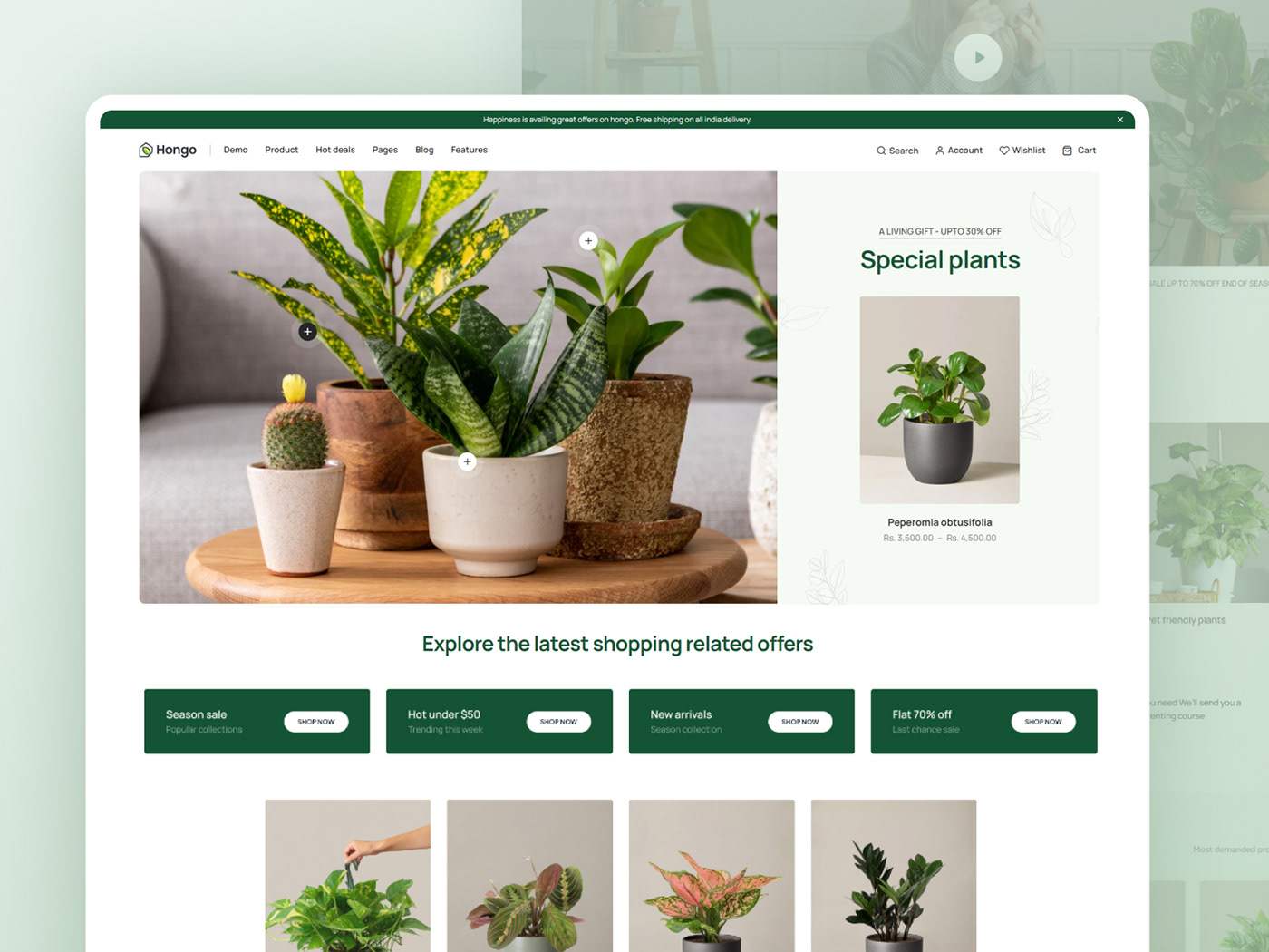 plants Flowers creative Shopify Theme store design Responsive Ecommerce plantenes