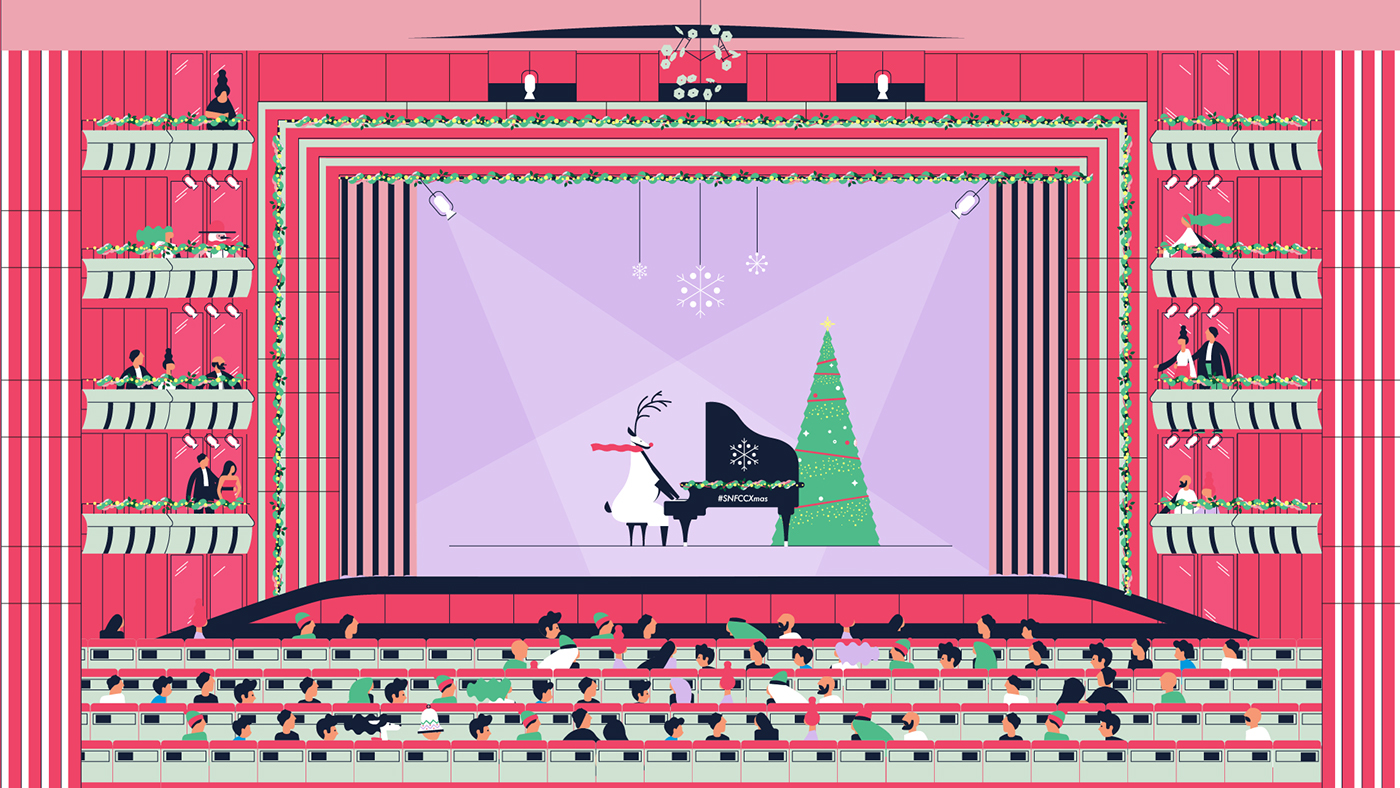 Christmas ILLUSTRATION  animation  motion design campaign cultural center Greece architecture promotional videos Character design 