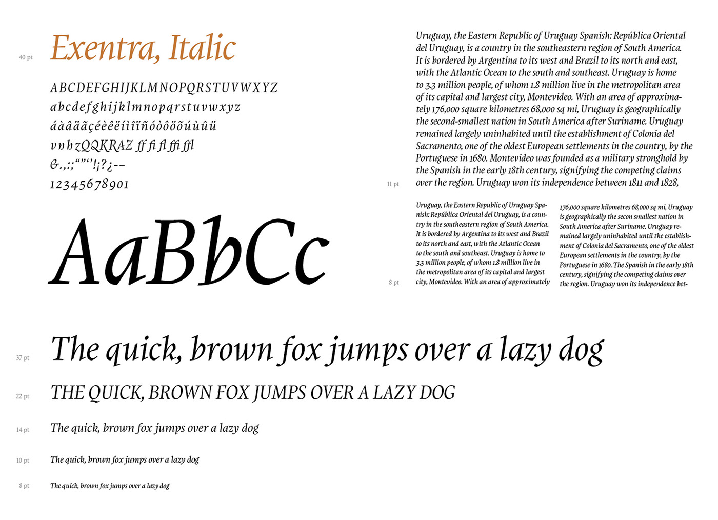 serif Typeface specimen book Display italic