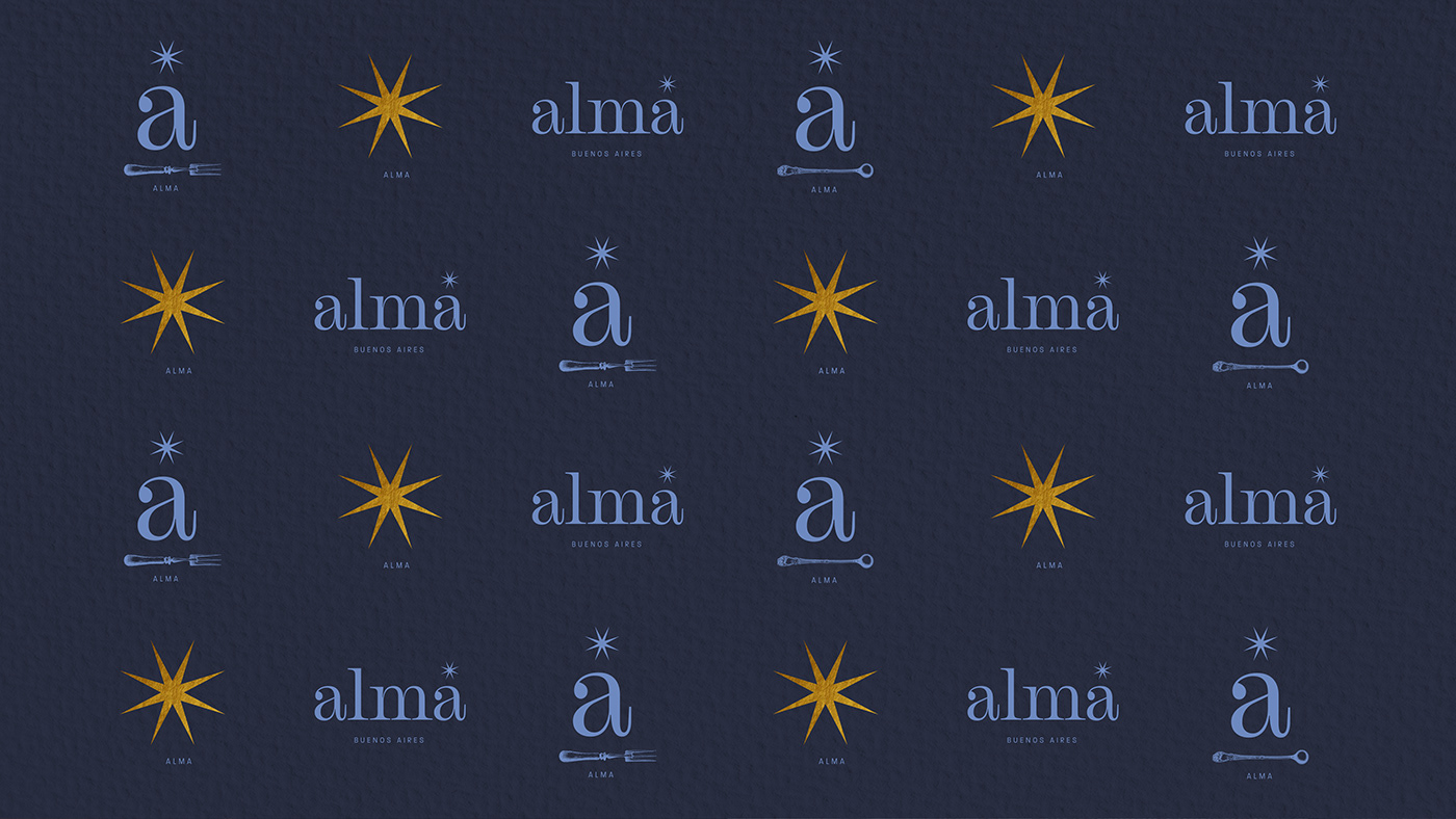 Graphic detail of Alma's restaurant and bar brand identity.